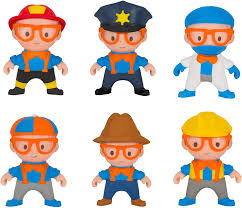 Blippi The character is defined by his colorful hat, glasses, suspenders and bowtie. blippi