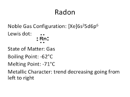 A noble gas configuration of an atom consists of the elemental symbol of the last noble gas prior to that atom, followed by the configuration of the remaining electrons. How To Find A Electron Configuration For Radon Rn