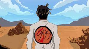 Mountain and clouds digital wallpaper, two anime character standing on wood branch facing mountain and red moon illustration. Juice Wrld Righteous Official Video Youtube