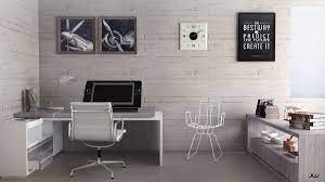 Meja makan minimalis 4 kursi menjadi pusat dari kantor belakang ini. 20 Desain Ruang Kerja Minimalis Rumah Minimalis