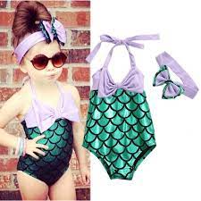 Little Girls Swimsuits Matching Headband Little Girl Swimsuits Swimwear Girls Little Mermaid Swimsuit
