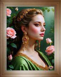 In The Garden Of The Pink Rose Captivating AI Concept Art by Xzendor7 by  xzendor7 Wall Art