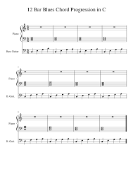 12 Bar Blues Chord Progression In C Sheet Music For Piano