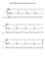 12 bar blues chord progression in c sheet music for piano