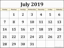 July 2019 Calendar Printable Template In Pdf Word Excel Calendar Printables Blank Calendar Calendar Template