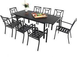 Your newly installed deck, porch, or patio needs furnishing, and the modway maine 9 piece patio dining set is here to help. Buy Sophia William Black Patio Dining Set 9 Piece Metal Outdoor Expandable Dining Table Set Bistro Furniture Set 1 Rectangle Expanding Dining Table And 8 Backyard Garden Outdoor Chairs Online In Vietnam B08l7jgz9q