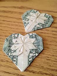 How To Make An Origami Heart From A Dollar Recipe Dollar Bill Origami Money Origami Dollar Origami
