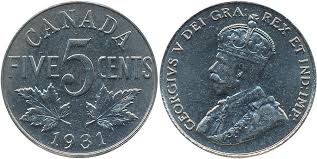 Coins And Canada 5 Cents 1931 Canadian Coins Price Guide