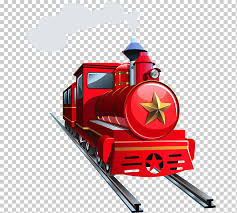 قطار الكرتون النقل السكك الحديدية القطار الأحمر ملصق نقل مسار Png