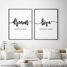 Dream Without Fear Love Without Limits Bedroom Wall Quote Etsy Wall Quotes Bedroom Bedroom Art Above Bed Bedroom Wall Decor Above Bed