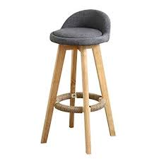 Chy Solid Wood Bar Stool Rotate Breakfast Bar Chair Low Back Linen High Stool Home Kitchen 90 110cm Counter B Breakfast Bar Chairs Wood Bar Stools High Stool