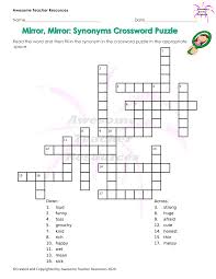 Mirror Mirror Synonyms Crossword Puzzle Synonym Worksheet Teacher Resources Crossword Puzzle