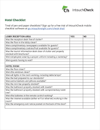 Q ensure that the employee has a safe place for personal belongings. 11 Hotel Checklist Examples Pdf Word Examples