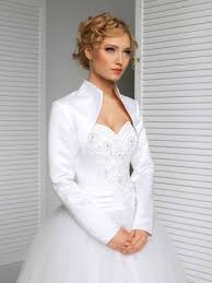 Classic Design Formal Wedding Jacket Satin Long Sleeves High Collar Bride Accessories Bridal Bolero Shrug Bridal Satin Wedding Shrug Bridal Jacket