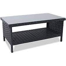 Fabuloussuzmagoogreat addition to my living room5. Amazon Com Rattaner Wicker Coffee Table Outdoor Patio Garden Rattan 2 Layer Table Furniture With Storage Black Kitchen Dining