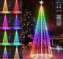 6FT LED Smart Christmas Tree - Outdoor & Indoor Lighted Christmas Tree  Decorations Indoor Christmas Cone Tree App Control Color Changing Light for  ...