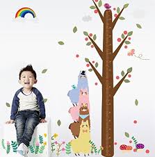 Uberlyfe Tree With Animals Rainbow Height Chart Wall Sticker 6 Ft Size 5 Wall Covering Area 208cm X 170cm Ws 1059