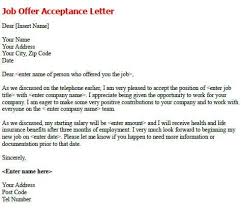 Job Offer Acceptance Letter Sample Letters Offer And Acceptance Acceptance Letter Job Offer