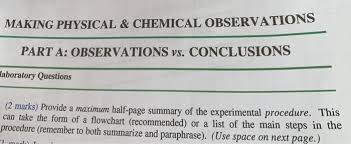 Making Physical Chemical Observations Part A Ob