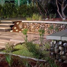 Gabion W Cement Cap Modern Garden Design Modern Landscaping Gabion Wall