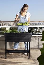 .the urban bloomer elevated garden bed from keter will take your gardening efforts to the next and when the season's change or the weather becomes too much for delicate plants, bring your planter. Amazon Com Keter Urban Bloomer 22 4 Gallon Resin Plastic Wood Look Elevated Raised Patio Garden Flower Pl Self Watering Planter Raised Garden Beds Garden Beds