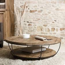 Opt For Industrial Style With This Round Coffee Table In Solid Wood And Black Round Coffee Table Living Room Round Wooden Coffee Table Living Room Coffee Table