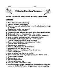 Beginning Of The Year Following Directions Activity Following Directions Activities Following Directions Speech Therapy Activities Articulation