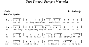 Notasi Angka Lagu Dari Sabang Sampai Merauke
