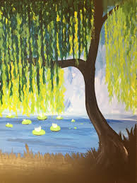 Image result for weeping willow in the sun in painting