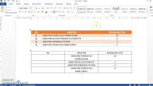 Membina Jadual Menggunakan Ms Word Youtube