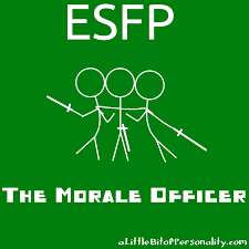 Esfp The Morale Officer Individual Experience Specialization Type Specializations What Makes My Esfp Myers Briggs Personality Types Myers Briggs Type