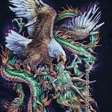 Gambar 20x22 cm besar naga phoenix elang ular harimau. Lagi Tren Lukisan Elang Dan Naga Ideku Unik