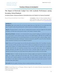 Pdf The Impact Of Electronic Gadget Uses With Academic Performance Among Secondary School Students