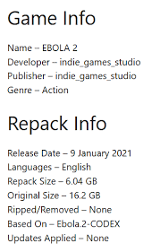 Posted 06 jan 2021 in pc games, request accepted. Ebola 2 Artemis Repack 6 04 Gb Piratedgames