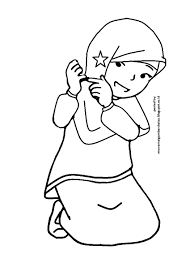 Gambar ibu dan anak kartun muslimah hitam putih hijabfest. Gambar Mewarnai Kartun