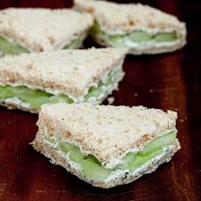 For finger food or appetizers, tea sandwiches, mini quiches or frittatas, tartlets and deviled eggs are delicious choices. Cucumber Sandwiches With Cream Cheese And Lemon Chew Out Loud