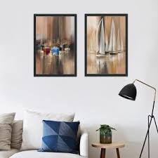 Large abstract oil painting original art modern artwork original painting on canvas !!! Nordic Abstract Canvas Oil Painting Sea Sailing Boat Reflection Pictures Living Room Bedroom Dining Room Wall Art Decor Painting Nordic Wall Decor