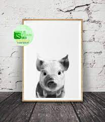 Farm Animal Print Pig Print Modern Farmhouse Black White Etsy Nursery Animal Prints Farm Animals Pictures Farm Animal Nursery