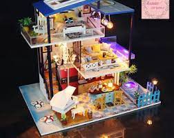 1 24 Diy Miniature Dollhouse Kit Time Apartment Loft One Etsy Dollhouse Kits Diy Dollhouse Wooden Dolls House Furniture