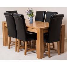 ✅ 1 year guarantee uk company ✔ 30 days return. Kuba Large Oak Dining Table With 6 Washington Black Leather Chairs Oak Furniture King