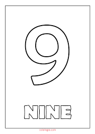Floral wreath for happy birthday. Printable Number 9 Nine Coloring Page Pdf For Kids