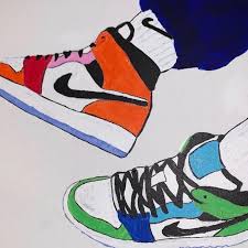 Sneaker Colorful Air Jordan 1 S King Size Pillow Sham By Sneakerhead23 Standard Set Of 2 Sneakers Drawing Nike Art Nike Drawing