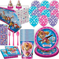 Paw Patrol Girls Party Supplies For 16 Includes Plates Cups Napkins Tablecloth Stickers Balloons Birthday Hat Pink And Purple Theme Dinnerware Decoratio Paw Patrol Birthday Party Paw Patrol Birthday Decorations Paw