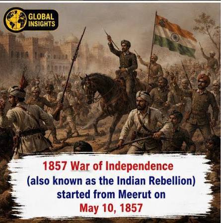 The 1857 War of Independence in India started in Meerut, Uttar Pradesh