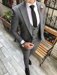 Terziademaltun Italyan Stil Slim Fit Ceket Yelek Pantolon Takim Elbise Gri T2660 Wedding Suits Men Suit Fashion Suit And Tie