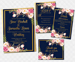 Navy Blue Wedding Invitation Suite Printable Gold Invite Etsy Wedding Invitation Suite Printable Wedding Invitations Pink Wedding Invitations