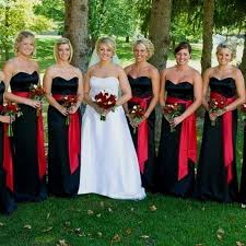 Popular Black Bridesmaid Dresses With Red Sash Buy Cheap Black Vestidos Looks