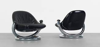 paul tuttle anaconda lounge chairs pair strassle international usa switzerland 1971 chrome plated steel leather chair lounge chair mid century chair