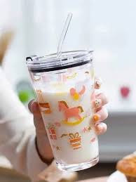 Transpa Printed Glass Coffee Mug
