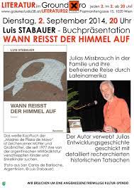 Drogen bringen ihr die illusion von ein wenig ruhe und wärme, aber das ist nur ein. Luis Stabauer Buchprasentation Wann Reisst Der Himmel Auf Diezeitschrift At